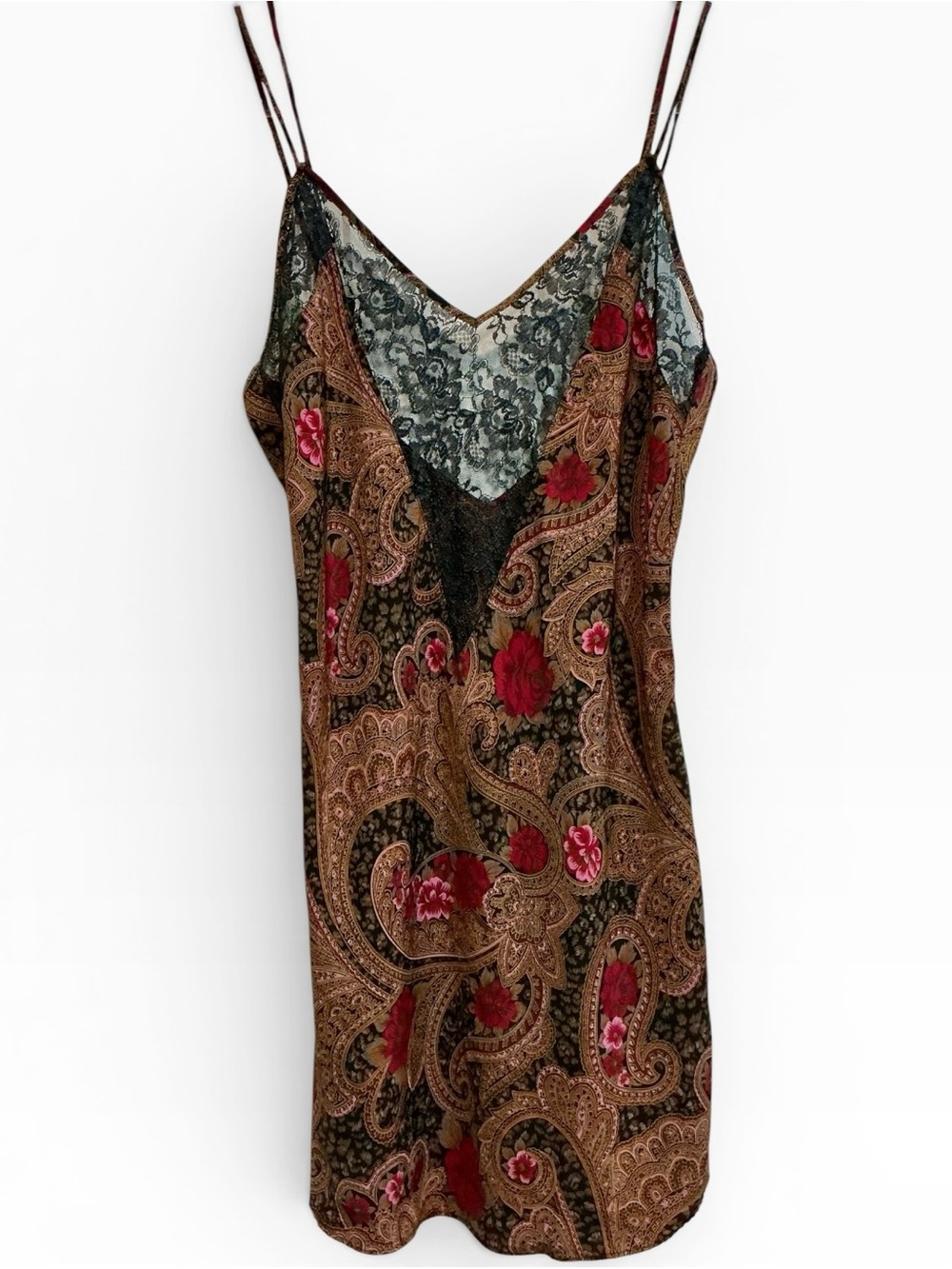 Vintage Victoria's Secret 80s Slip Dress Lace Floral Paisley Lingerie‎ Medium